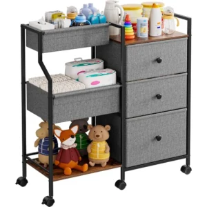 3-Tier Rolling Diaper Organizer Cart