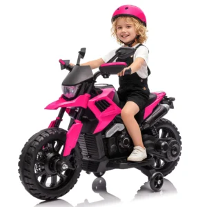 6V Kids Motorcycle With Training Wheels Headlight And Music 2 To 5 Mph Adjustable Speed Electric Ride On Bike For Toddler Child As Gift