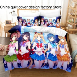 3Pcs Bedding  Anime Bed Linen for Girls Bedroom